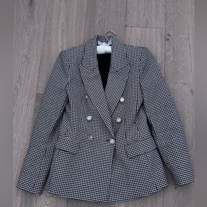 Zara Monochrome Checkered Blazer